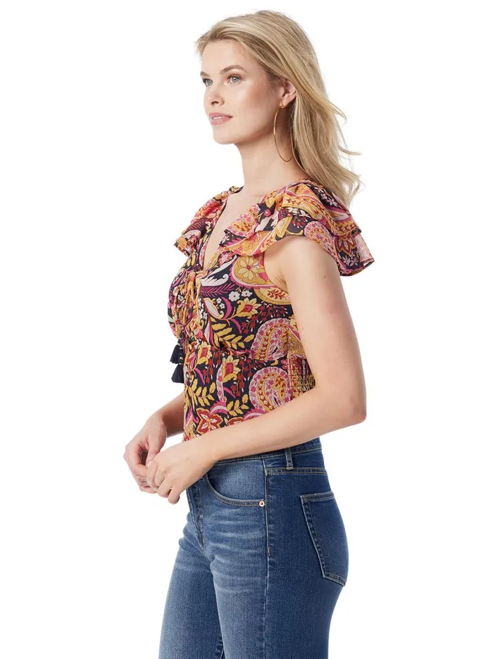 Women Jessica Simpson Tops and Tees Dixie Cropped Blouse In Paisley World