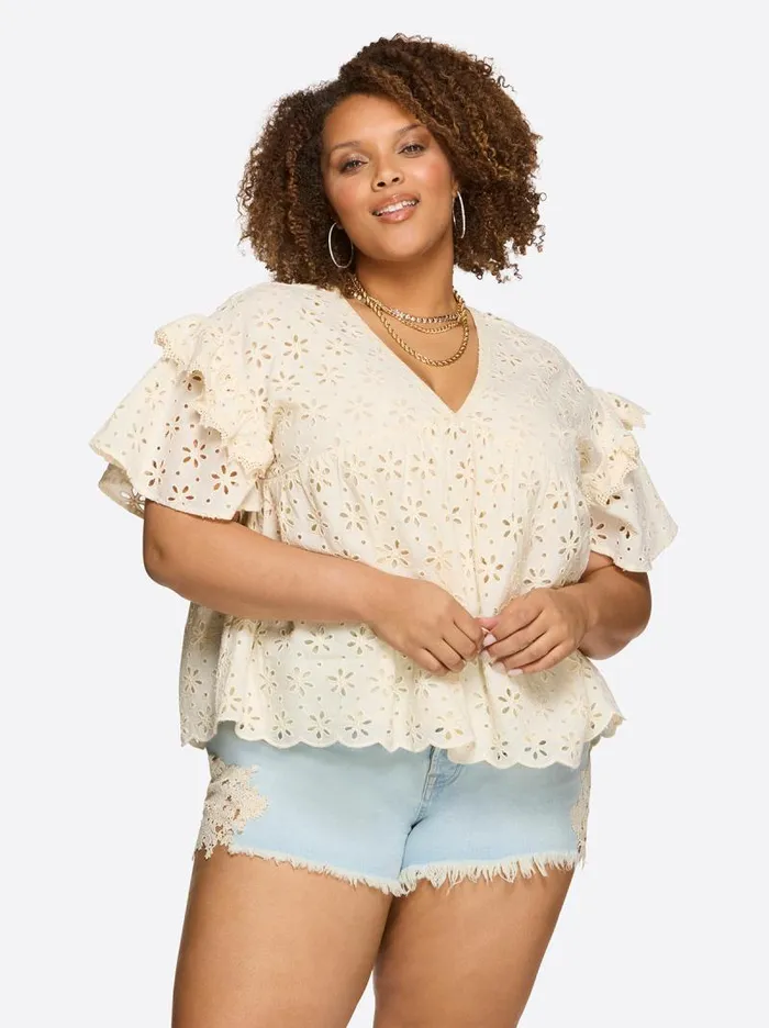 Women Jessica Simpson Tops and Tees Mareike Top In Parchment
