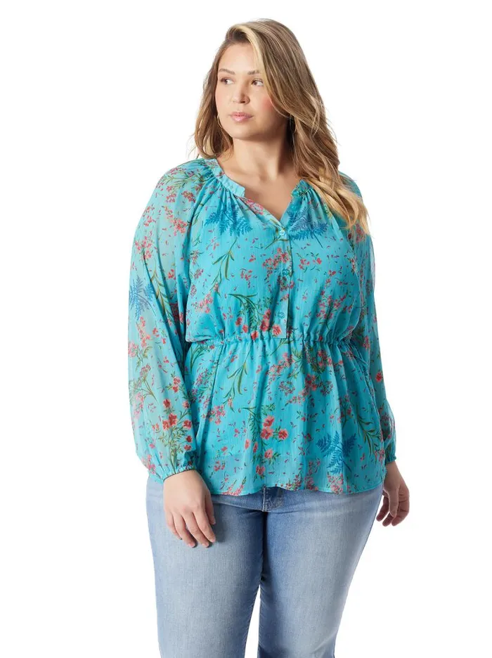 Women Jessica Simpson Tops and Tees Micaela Blouse In BalticField Floral