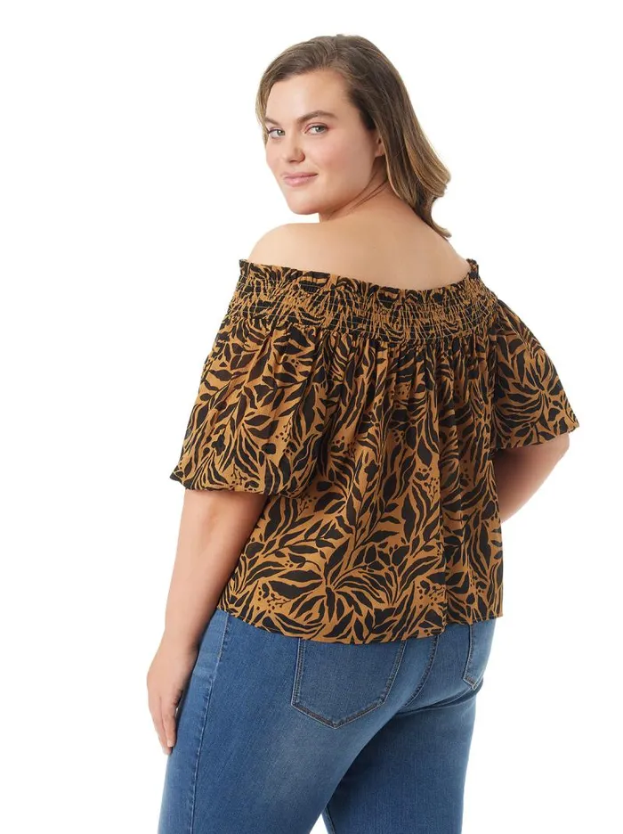 Women Jessica Simpson Tops and Tees Rosiya Off Shoulder Top In Zebra Floral