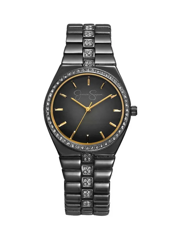 Women Jessica Simpson Watches Mother Of Pearl Dial Crystal Bracelet Watch In Gunmetal