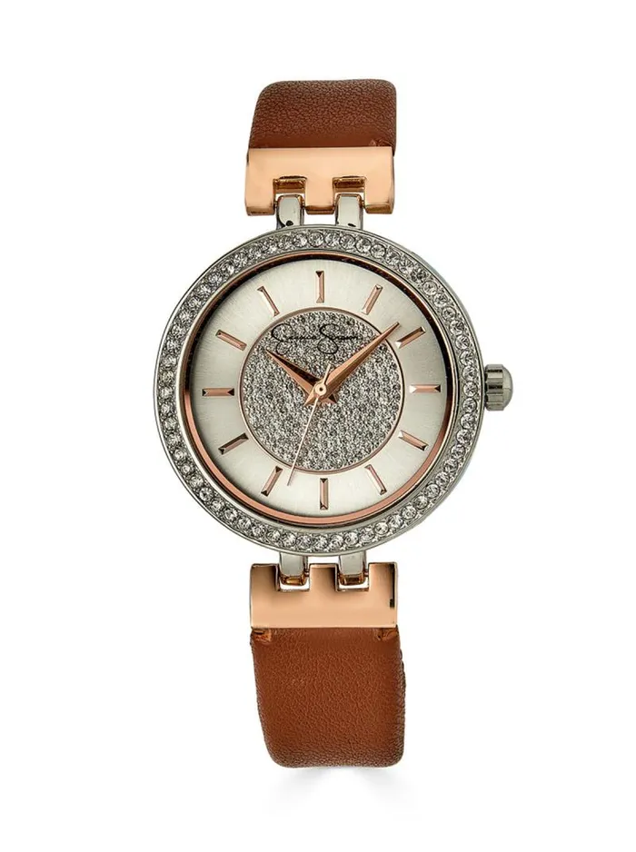 Women Jessica Simpson Watches Two Tone Rose Pave Crystal Watch