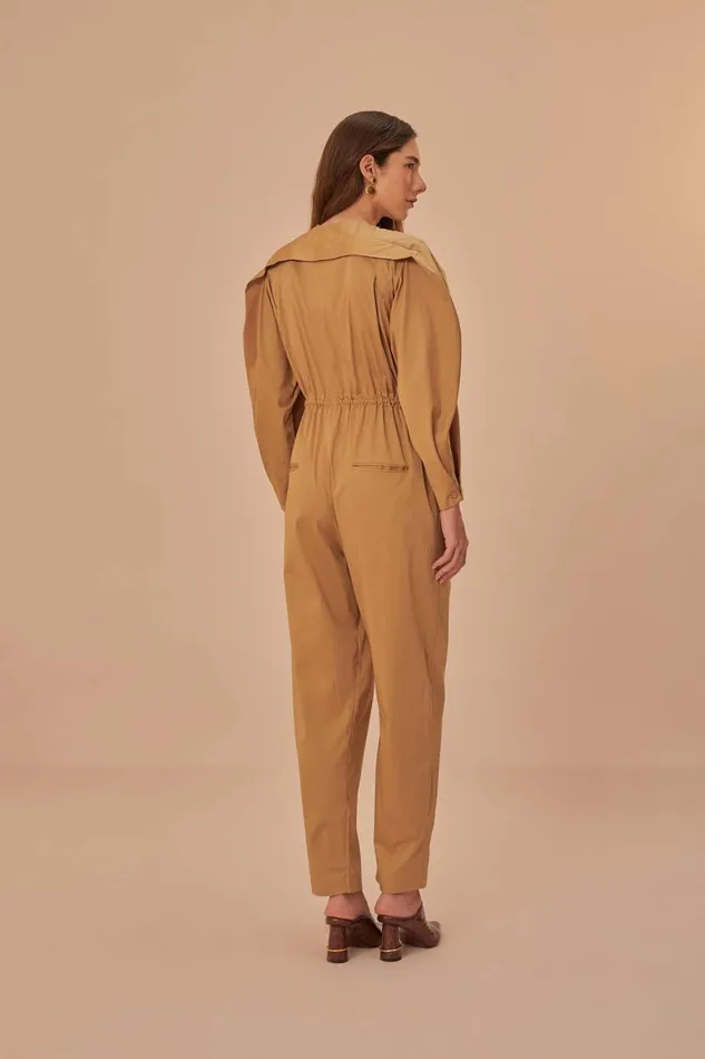 Women Jumpsuits Farm Rio Brown Raglan Sleeve Jumpsuit