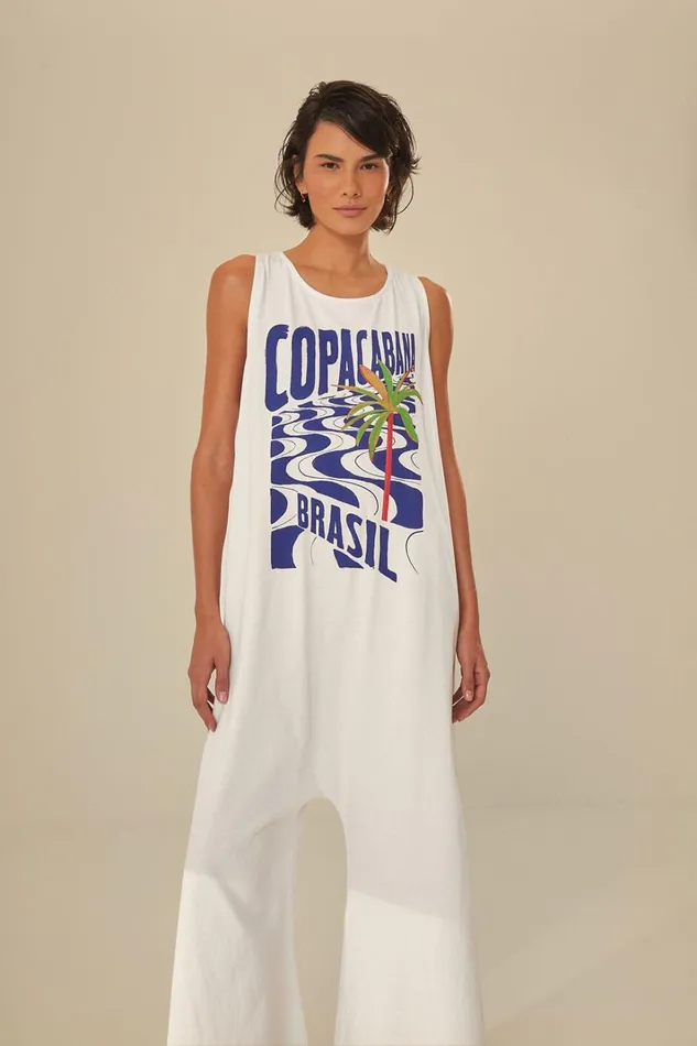 Women Jumpsuits Farm Rio OffWhite Copacabana Jersey Jumpsuit