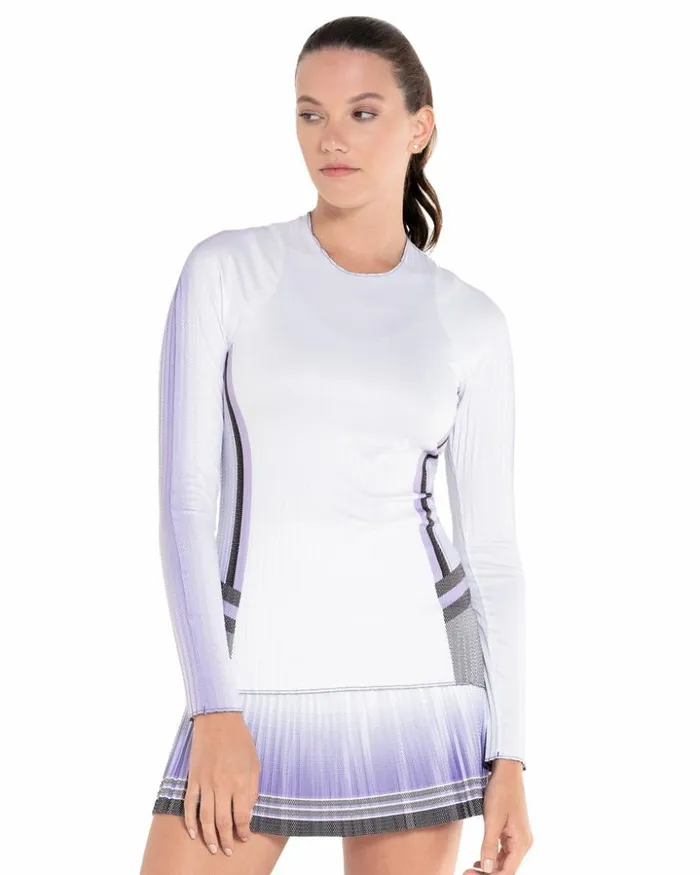 Women KSwiss Tennis and Pickleball PLEATED LS CREW LUCKY IN LOVE Paisley