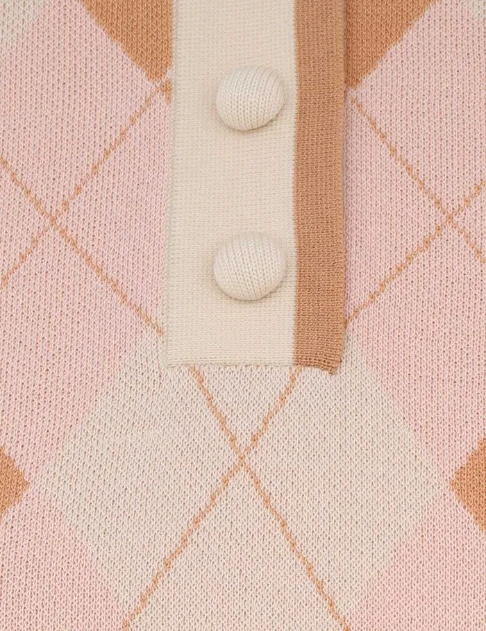 Women Knitwear Zimmermann Acacia Argyle Knit Polo Pink Argyle