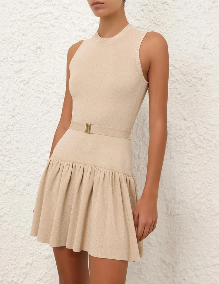 Women Knitwear Zimmermann Acacia Metallic Mini Dress Creamgold