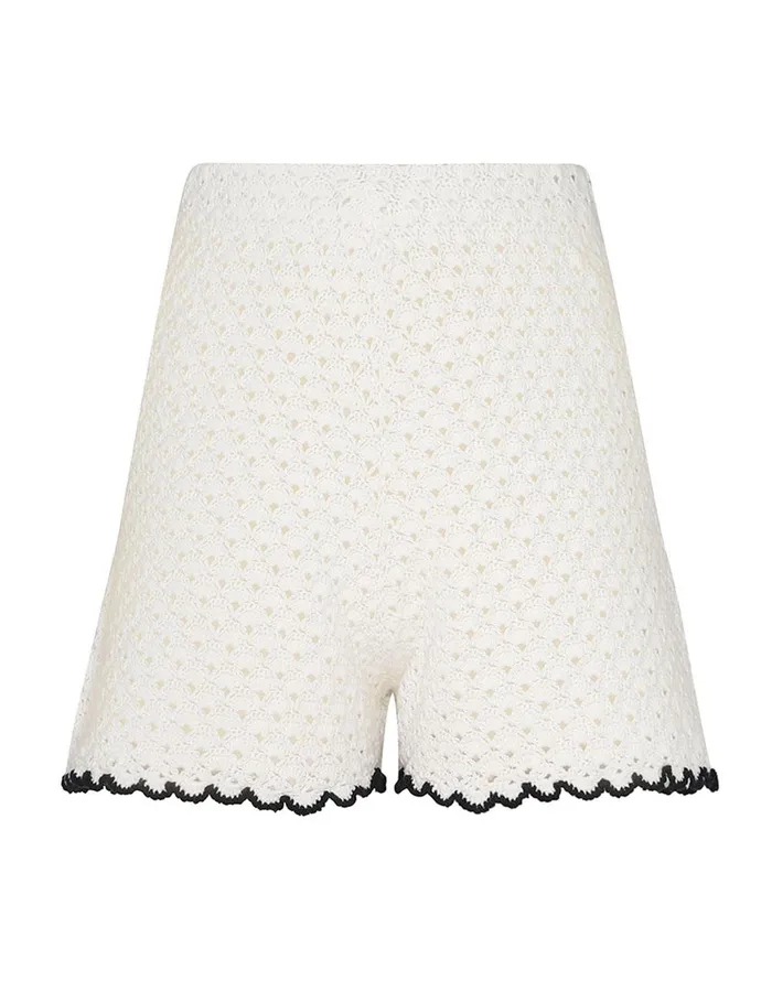 Women Knitwear Zimmermann Halliday Scallop Shorts Blackivory