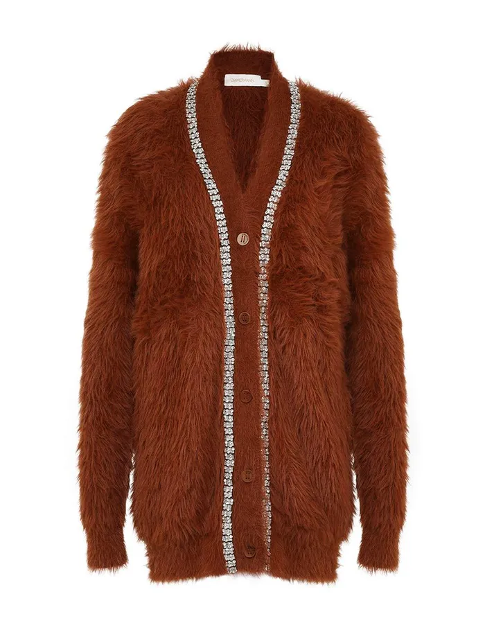 Women Knitwear Zimmermann Illustration Fluffy Cardigan Spice