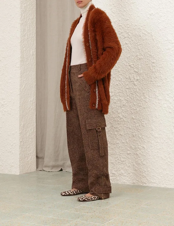 Women Knitwear Zimmermann Illustration Fluffy Cardigan Spice