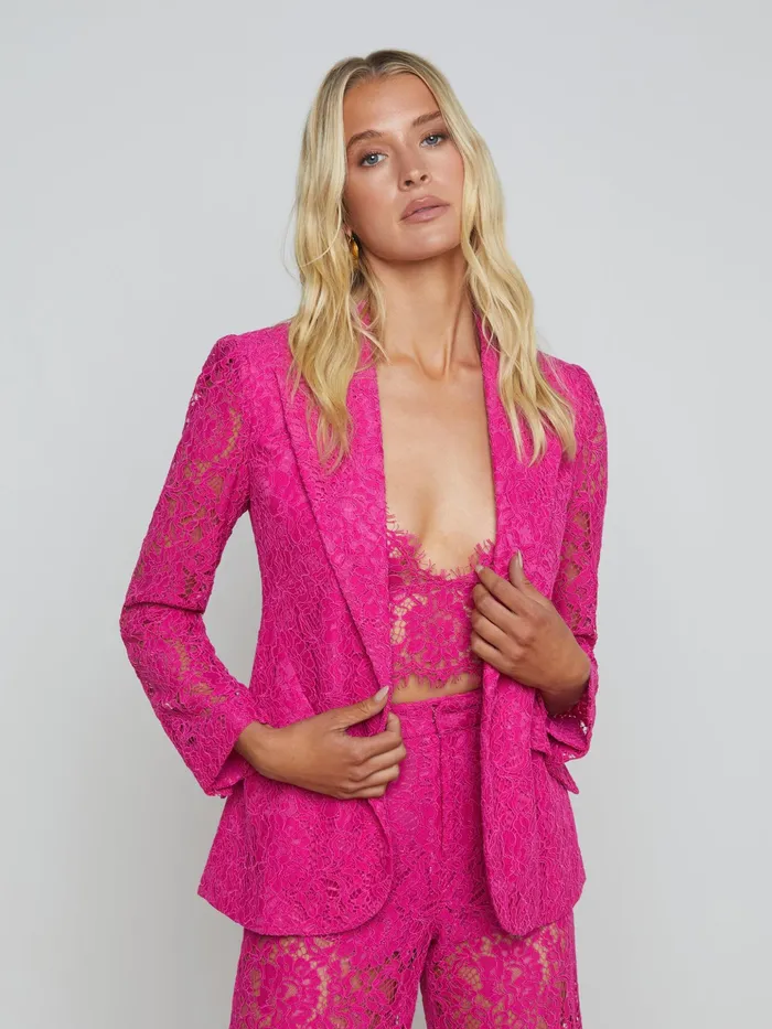 Women L039Agence Blazers and Jackets New Chamberlain Lace Blazer Light Ruby