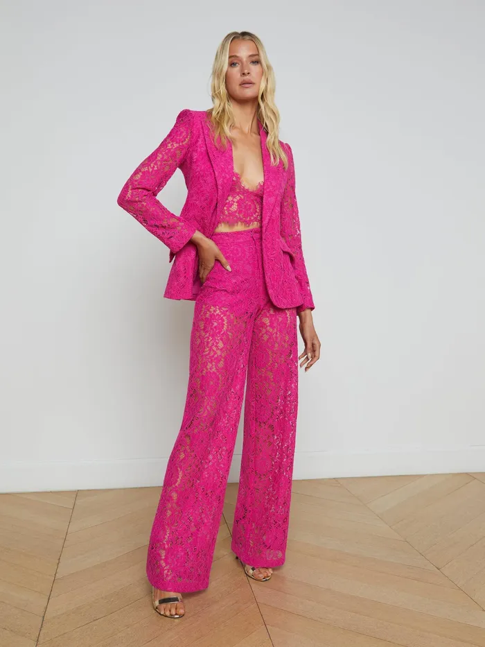 Women L039Agence Blazers and Jackets New Chamberlain Lace Blazer Light Ruby