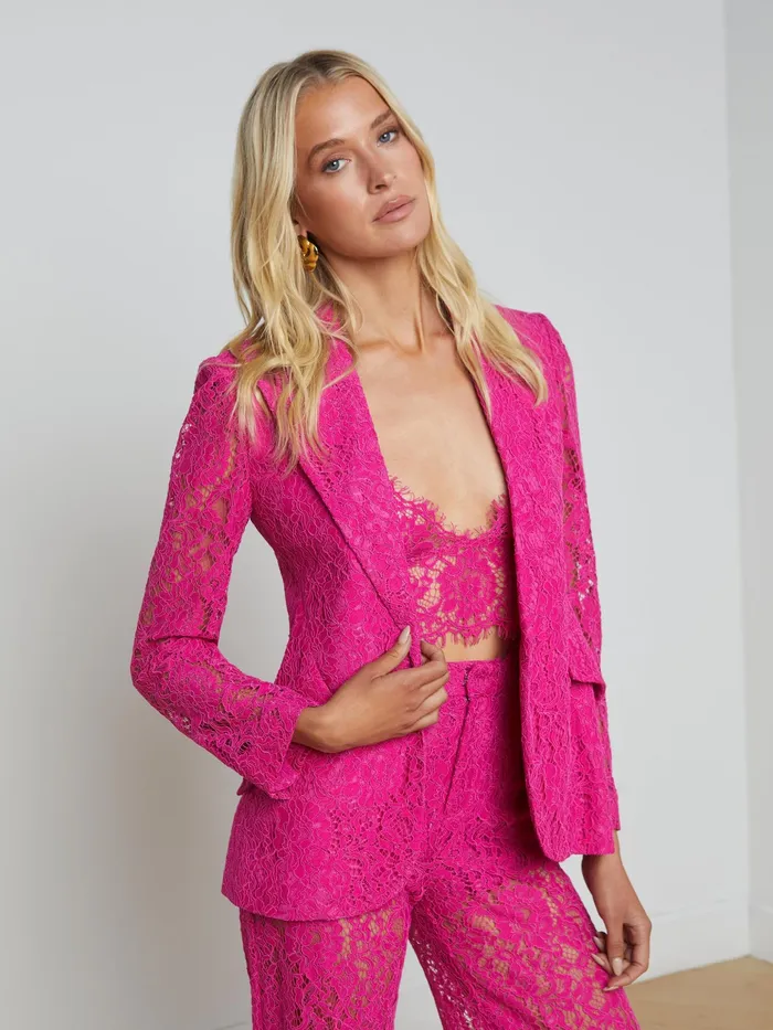 Women L039Agence Blazers and Jackets New Chamberlain Lace Blazer Light Ruby
