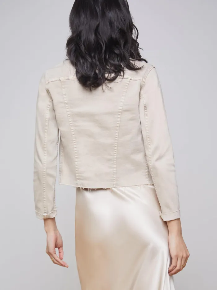 Women L039Agence Blazers and Jackets New Janelle Denim Jacket Biscuit Women L039Agence Blazers and Jackets New Janelle Denim Jacket Biscuit