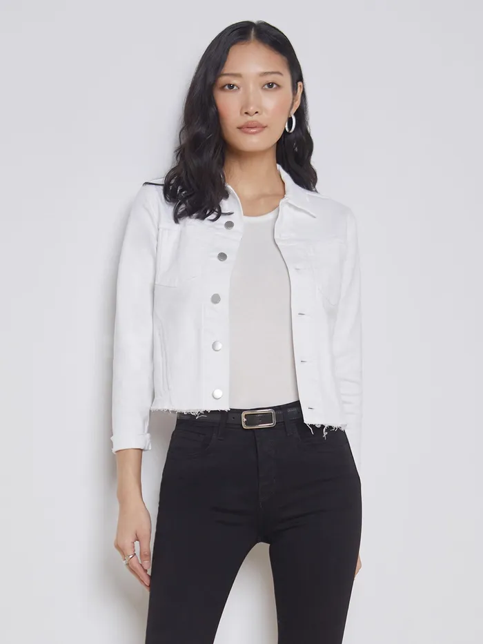 Women L039Agence Blazers and Jackets New Janelle Denim Jacket Blanc