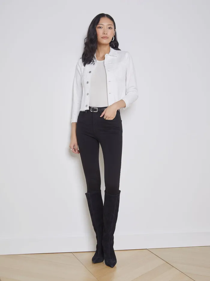 Women L039Agence Blazers and Jackets New Janelle Denim Jacket Blanc