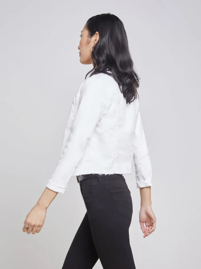 Women L039Agence Blazers and Jackets New Janelle Denim Jacket Blanc