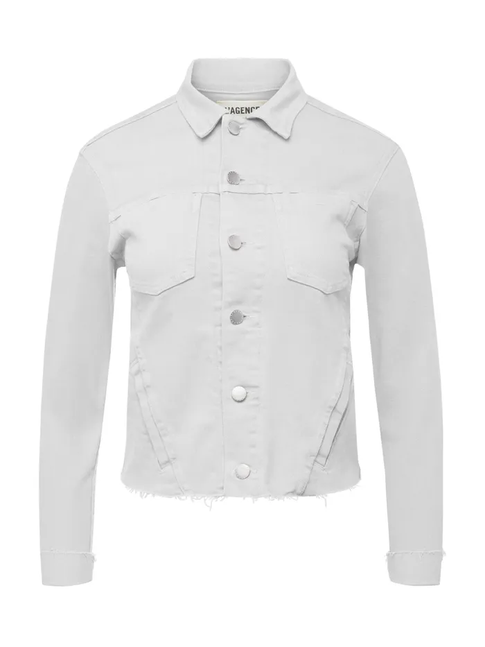 Women L039Agence Blazers and Jackets New Janelle Denim Jacket Blanc
