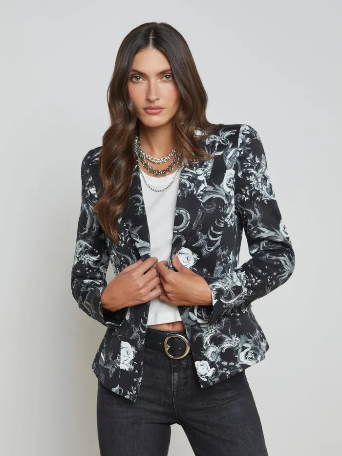 Women L039Agence Blazers and Jackets New Kaisley Blazer Black Multi Zodiac