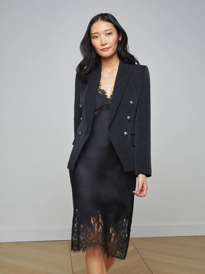 Women L039Agence Blazers and Jackets New Kenzie Blazer Blackbrushed Gunmetal