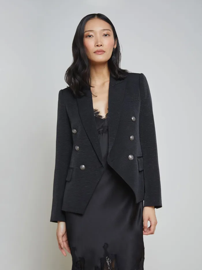 Women L039Agence Blazers and Jackets New Kenzie Blazer Blackbrushed Gunmetal Women L039Agence Blazers and Jackets New Kenzie Blazer Blackbrushed Gunmetal