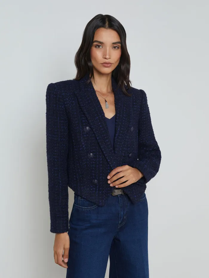 Women L039Agence Blazers and Jackets New Lila OpenFront Blazer Midnightblue