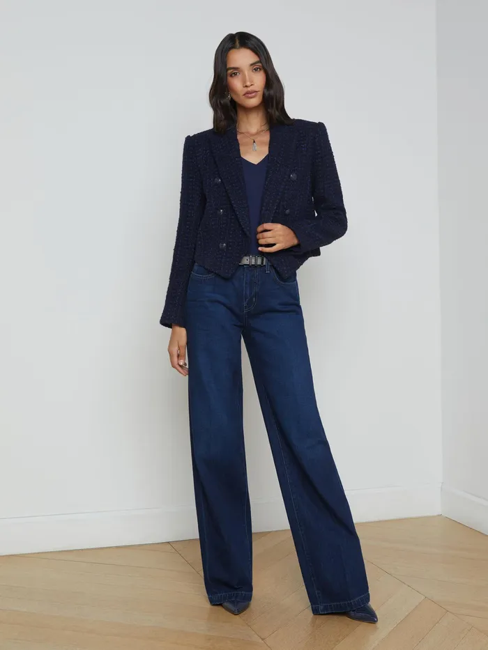 Women L039Agence Blazers and Jackets New Lila OpenFront Blazer Midnightblue Women L039Agence Blazers and Jackets New Lila OpenFront Blazer Midnightblue