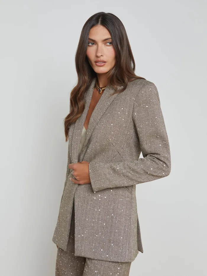 Women L039Agence Blazers and Jackets New Sheila Blazer Oliveecru Chevron Women L039Agence Blazers and Jackets New Sheila Blazer Oliveecru Chevron