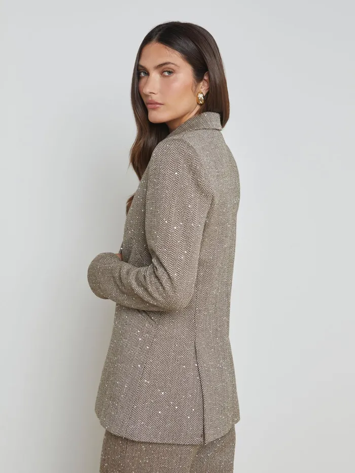 Women L039Agence Blazers and Jackets New Sheila Blazer Oliveecru Chevron Women L039Agence Blazers and Jackets New Sheila Blazer Oliveecru Chevron