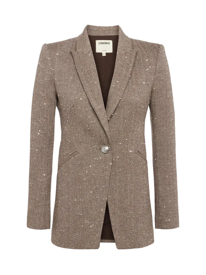 Women L039Agence Blazers and Jackets New Sheila Blazer Oliveecru Chevron Women L039Agence Blazers and Jackets New Sheila Blazer Oliveecru Chevron