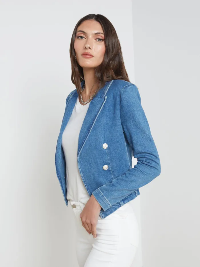Women L039Agence Blazers and Jackets New Wayne Denim Blazer Provo Women L039Agence Blazers and Jackets New Wayne Denim Blazer Provo