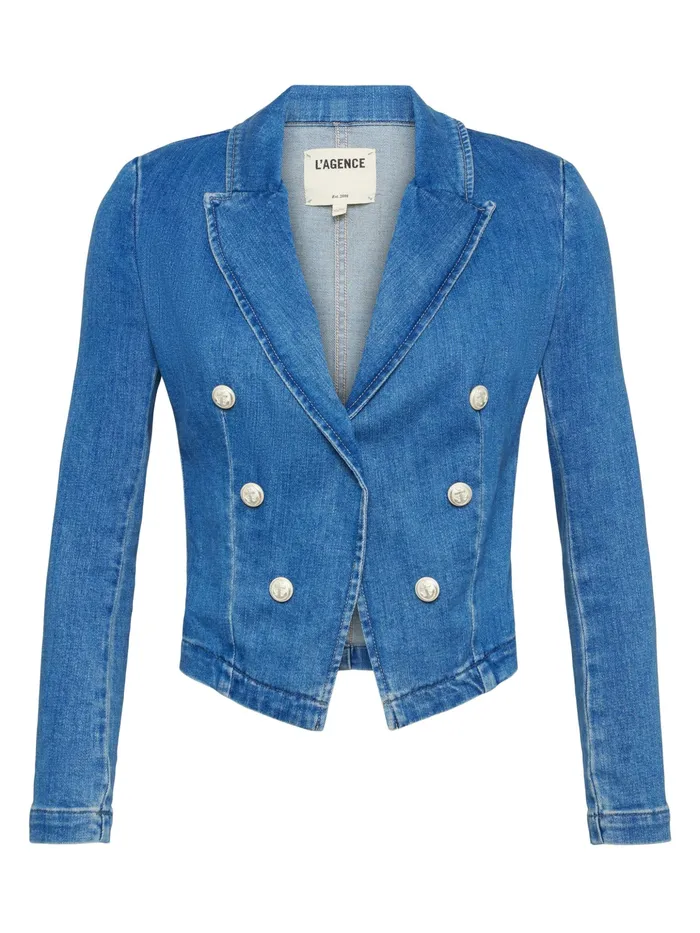 Women L039Agence Blazers and Jackets New Wayne Denim Blazer Provo Women L039Agence Blazers and Jackets New Wayne Denim Blazer Provo