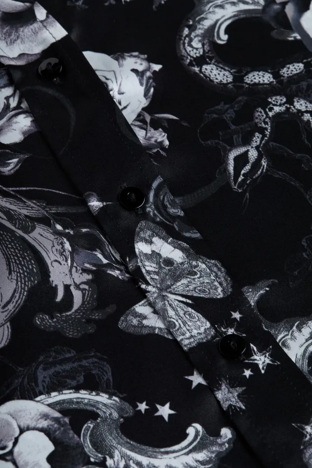 Women L039Agence Blouses and Tops Dani Silk Blouse Black Multi Zodiac