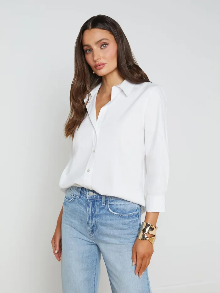 Women L039Agence Blouses and Tops Daniella CottonBlend Blouse White