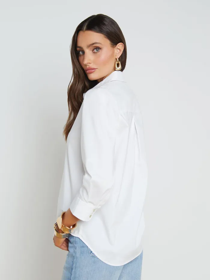 Women L039Agence Blouses and Tops Daniella CottonBlend Blouse White Women L039Agence Blouses and Tops Daniella CottonBlend Blouse White
