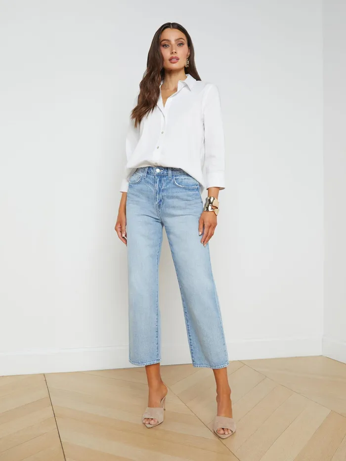 Women L039Agence Blouses and Tops Daniella CottonBlend Blouse White Women L039Agence Blouses and Tops Daniella CottonBlend Blouse White