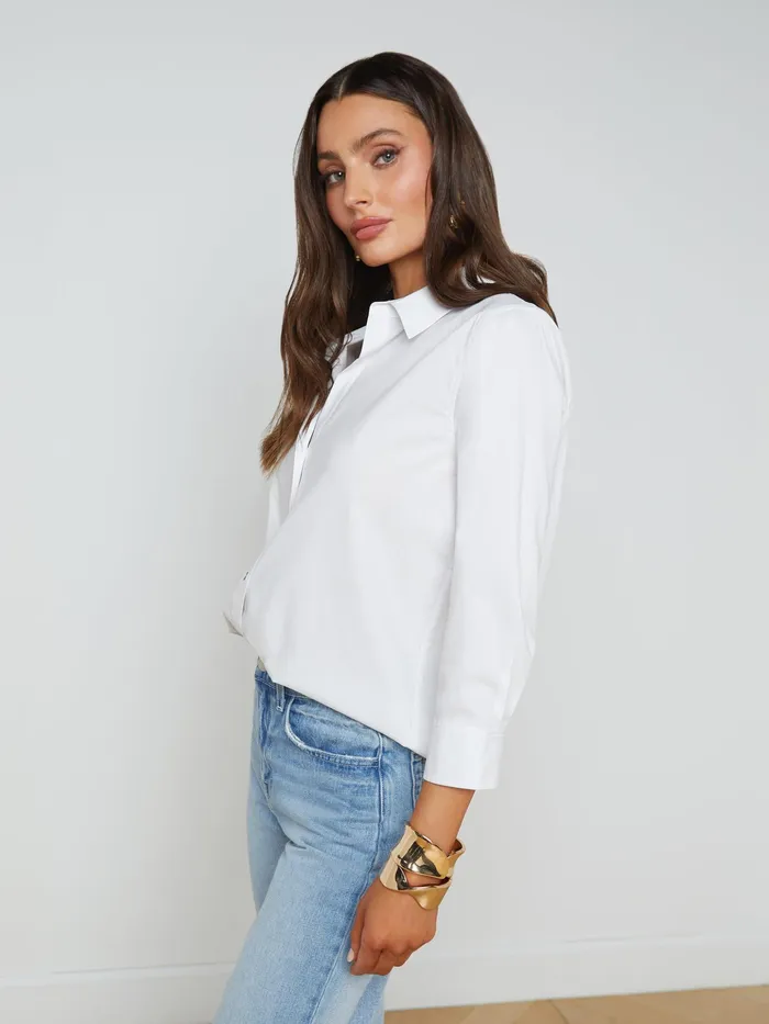 Women L039Agence Blouses and Tops Daniella CottonBlend Blouse White Women L039Agence Blouses and Tops Daniella CottonBlend Blouse White