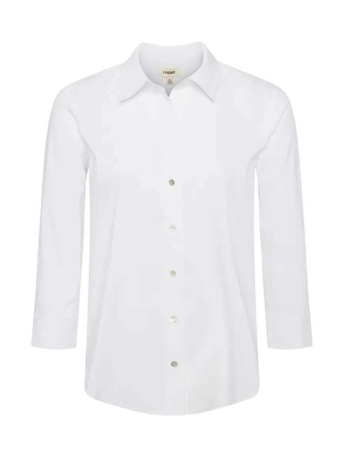 Women L039Agence Blouses and Tops Daniella CottonBlend Blouse White Women L039Agence Blouses and Tops Daniella CottonBlend Blouse White