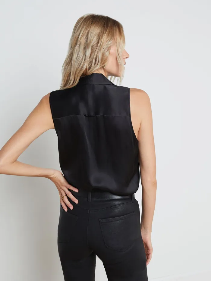 Women L039Agence Blouses and Tops Emmy Sleeveless Silk Blouse Black Women L039Agence Blouses and Tops Emmy Sleeveless Silk Blouse Black