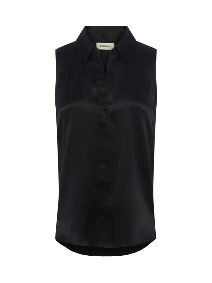 Women L039Agence Blouses and Tops Emmy Sleeveless Silk Blouse Black Women L039Agence Blouses and Tops Emmy Sleeveless Silk Blouse Black