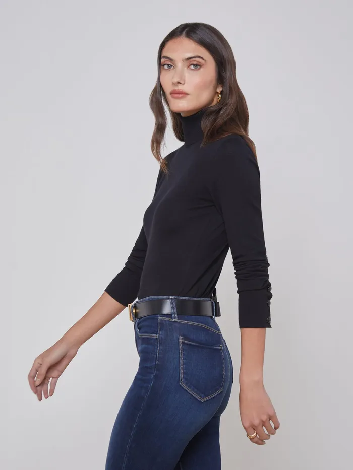 Women L039Agence Blouses and Tops Flora Turtleneck Blackblack Women L039Agence Blouses and Tops Flora Turtleneck Blackblack