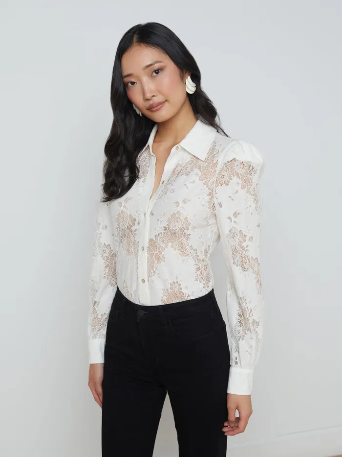 Women L039Agence Blouses and Tops Jenica Lace Blouse Lace Ivory Women L039Agence Blouses and Tops Jenica Lace Blouse Lace Ivory