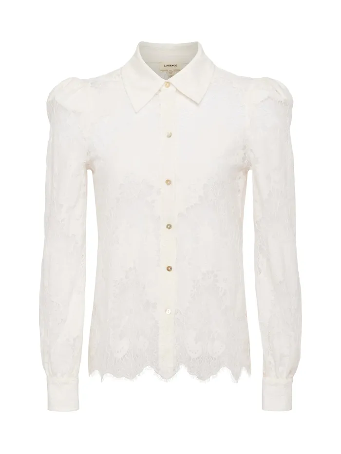 Women L039Agence Blouses and Tops Jenica Lace Blouse Lace Ivory Women L039Agence Blouses and Tops Jenica Lace Blouse Lace Ivory