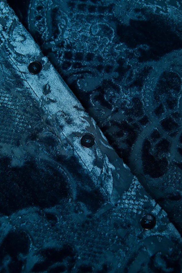 Women L039Agence Blouses and Tops Laurent Velvet Blouse Deep Teal Rococo Women L039Agence Blouses and Tops Laurent Velvet Blouse Deep Teal Rococo