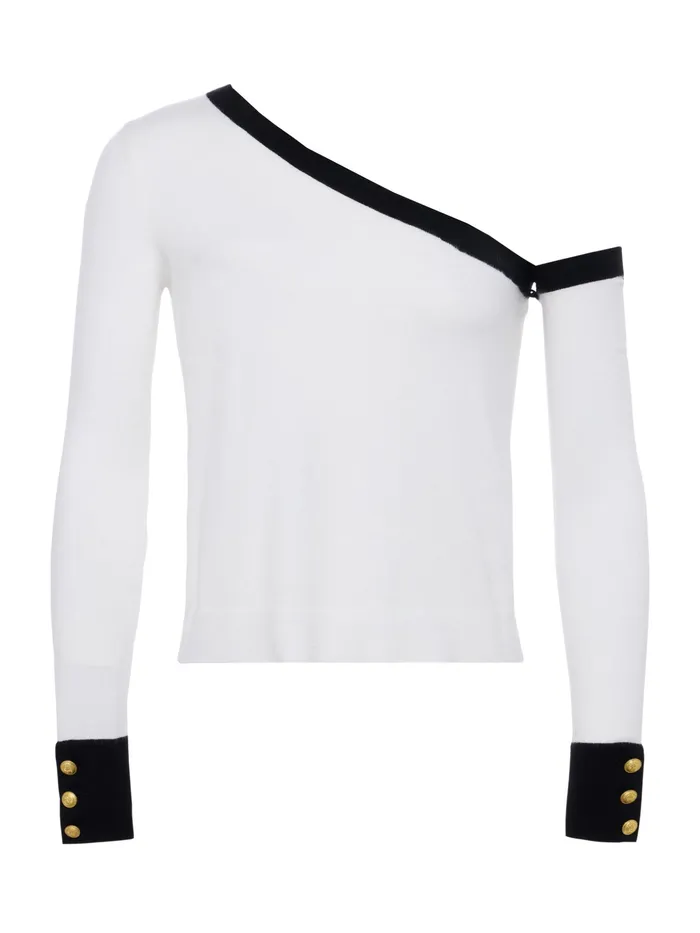 Women L039Agence Blouses and Tops Maeva OneShoulder Top Whiteblack Women L039Agence Blouses and Tops Maeva OneShoulder Top Whiteblack