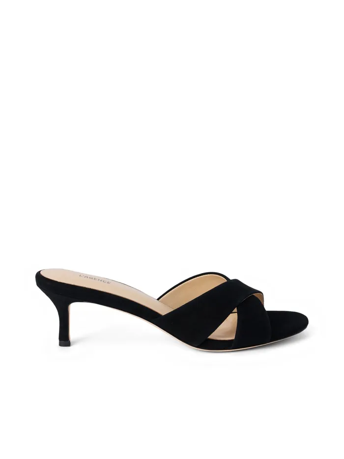 Women L039Agence Heels Aveline KittenHeel Sandal Black Suede