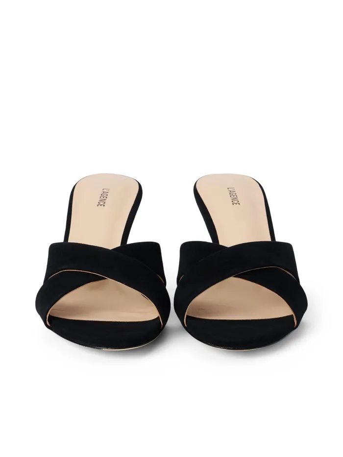 Women L039Agence Heels Aveline KittenHeel Sandal Black Suede Women L039Agence Heels Aveline KittenHeel Sandal Black Suede
