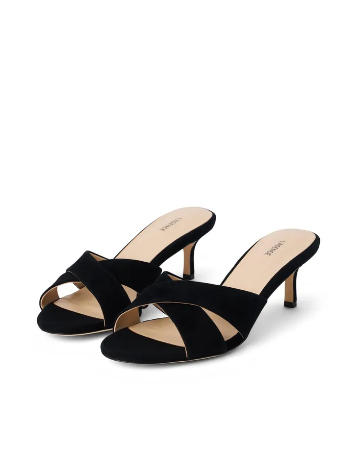 Women L039Agence Heels Aveline KittenHeel Sandal Black Suede Women L039Agence Heels Aveline KittenHeel Sandal Black Suede