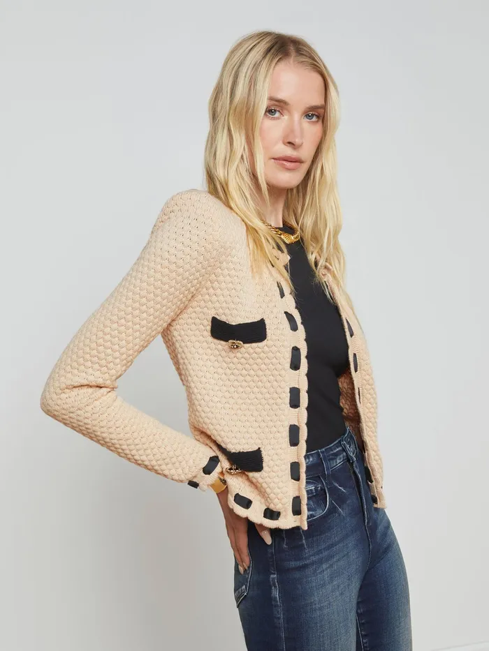 Women L039Agence Knitwear Astor Cardigan Biscuitblack Women L039Agence Knitwear Astor Cardigan Biscuitblack
