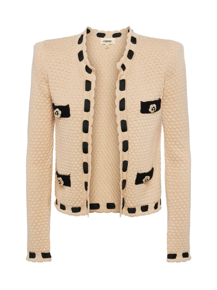 Women L039Agence Knitwear Astor Cardigan Biscuitblack Women L039Agence Knitwear Astor Cardigan Biscuitblack